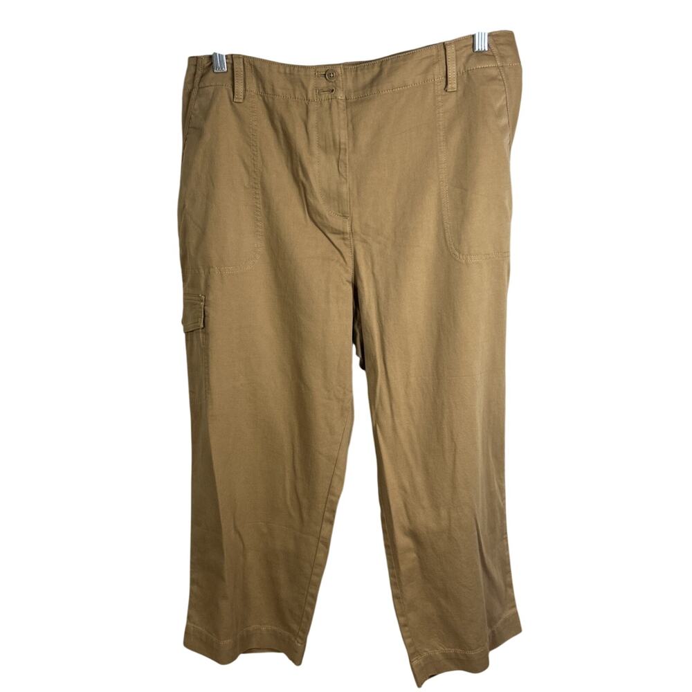 Talbots NWT - Super Soft Cargo Crop Pants Cotton/Linen Blend Size 16P Dark Khaki